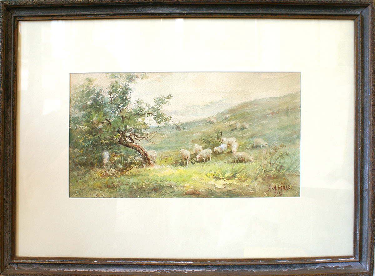 #324 H.A. MILLS, SIGNED WATERCOLOR, 1895