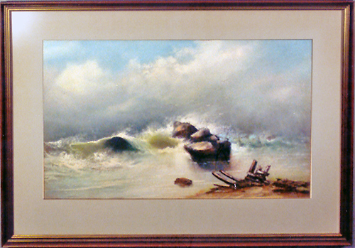 384_Watercolor_or_Pastel_Seascape_by_Hunt