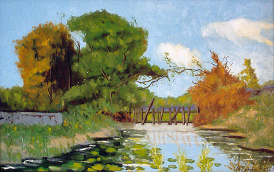 8. LANDSCAPE WITH RIVER BY CALIFORNIA ARTIST HARRY EMERSON LEWIS